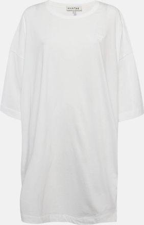Munthe Munthe White Printed Jersey Side-Slits Oversized T-Shirt