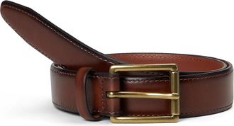 Johnston & Murphy Shadow-edged Belt Mens Belts Brown : 34, Brass/Leather
