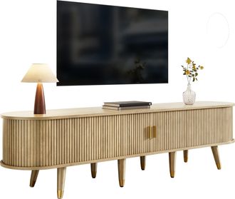 STILVORA Mueble De Tv Con 2 Puertas Correderas, 2 Cajones Y Nichos, Estilo Natural, 175&times;38&times;45 Cm, En Mdf, Roble