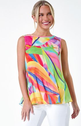 Roman Abstract Pleated Vest Top