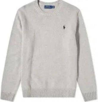 Ralph Lauren Trui met fijne ronde hals - Heren - Ronde hals truien - Grijs - XL - Katoen - Truien & Vesten