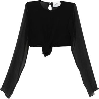 Atu Body Couture Geknoopte top met lange mouwen - Zwart