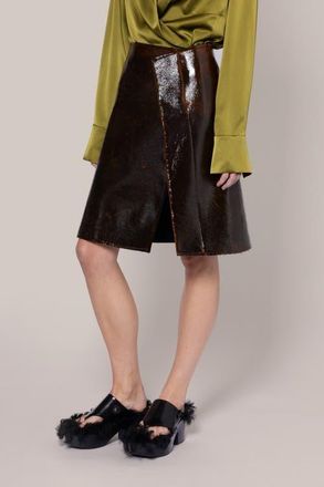 Roksanda Ilincic Adil Faux Leather Skirt in 302Gingerbread at Nordstrom, Size 4