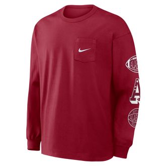Nike Alabama Academic Max90 Pocket Nike Mens College Long-Sleeve T-Shirt in Red | 04TA69WABN-U1K
