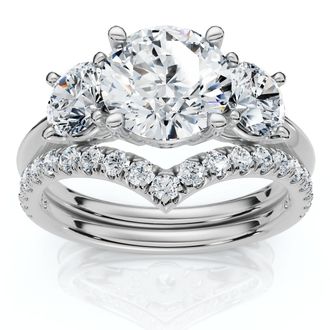 Pompeii3 Certified 2 1/2Ct Athena Engagement & Wedding Ring Set 14k Gold or Pt Lab Grown