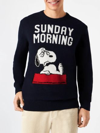 MC2 Saint Barth Crewneck Sweater Heron With Snoopy Jacquard Snoopy - Peanuts Special Edition