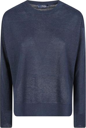 Max Mara S Max Mara Sweaters - Dames - Ronde hals truien - Blauw - M - Truien & Vesten