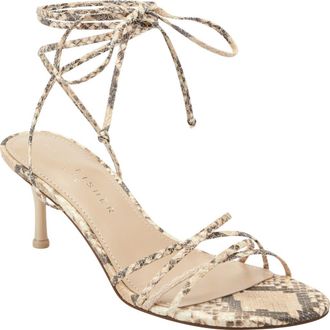 Marc Fisher Gineva Ankle Wrap Kitten Heel Sandal in Light Natural at Nordstrom, Size 5.5
