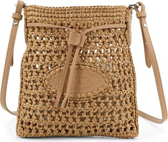 Tod's Rafia Mini Tote - Dames - Schoudertassen - Beige - ONE Size - Leer - Tassen