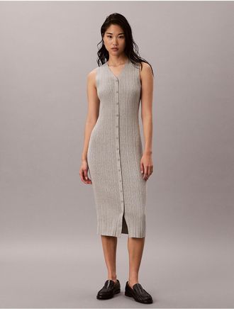 Calvin Klein Jeans Calvin Klein Womens Smooth Cotton Midi Dress - Light/Pastel Grey - XL