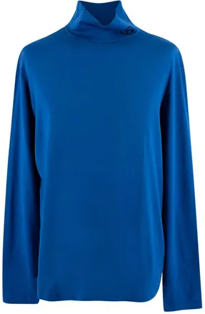 Versace Royal Blue Cotton Turtle neck Top Size XL