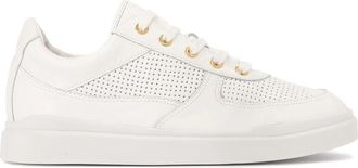 Kazar Witte leren sneakers met perforatie - Dames - Sneakers - Wit - 38 EU - Leer - Schoenen