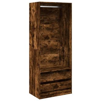 Berkfield Home Wardrobe Smoked Oak 80x50x200 cm Engineered Wood in Brown | Size: 80 x 50 x 200 cm