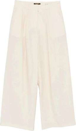 Moorer Wide Trousers, female, Beige, Size: S Wide Trousers