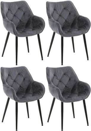 Clp Clp - Set De 4 Sillas Tanna De Sal&oacute;n En Terciopelo Gris Oscuro