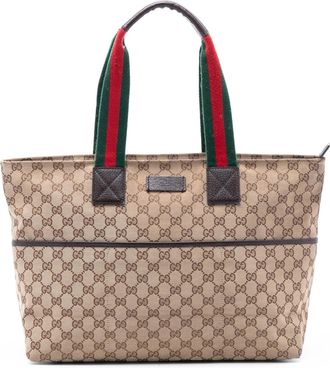 Gucci Womens Pre-owned Gg Canvas Web Tote - Tan Textile - One Size