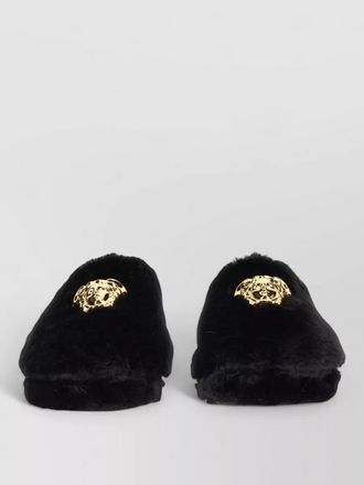Versace slippers jellyfish faux fur gold detail