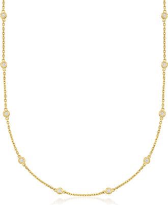 Ross-Simons 0.50- Bezel-Set Diamond Station Necklace in 18kt Gold Over Sterling