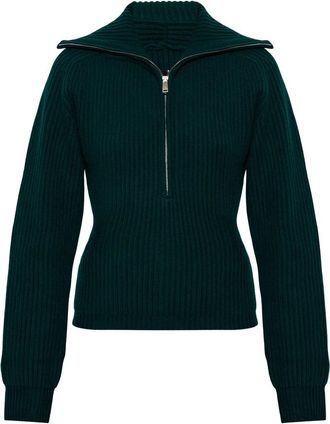 Anine Bing June Trucker Collar Sweater - Dames - Coltruien - Groen - S - Wol - Truien & Vesten