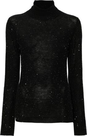 Fabiana Filippi roll-neck sweater - women - Wool/Polyester - 44 - Black