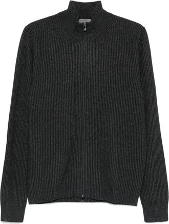 Corneliani Cardigan a coste con zip - Grigio