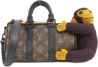 Louis Vuitton Black Brown Coated Canvas Boston Bag (Pre-Owned)