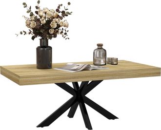 HOMCOM Industrial Coffee Table - End Table With Steel Frame - 110x60 X45cm | TJ Hughes
