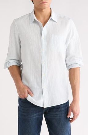 14th & Union Linen Stripe Long Sleeve Shirt in Blue Skyway- White Even Stripe at Nordstrom Rack, Size Xx-Large