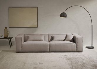 LeGer Home by Lena Gercke 3-Sitzer »PIARA, Couch mit Kedernaht, Sofa in Cord, Leinenoptik o. Strukturstoff« schwarze Füsse, bequemer Sitzkomfort