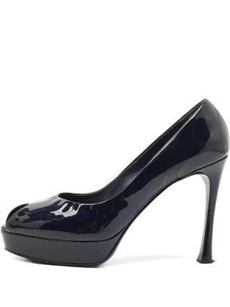 Saint Laurent Pumps met plateauzool en open neus - Blauw