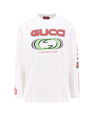 Gucci Cotton T-Shirt With Frontal Gg Print-Uomo