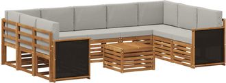 vidaXL Conjunto De Sof&aacute;s De Exterior 10 Uds. Natural Y Gris Claro Vidaxl