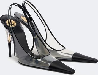 Saint Laurent Romy TPU and satin slingback pumps