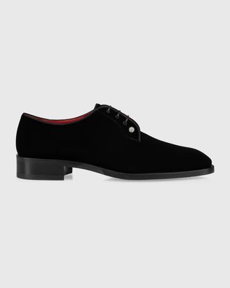 Christian Louboutin Men & apos;s Chambeliss Night Strass Velvet Derby Shoes