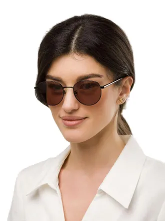 Furla SFUB19 Metal Round-Frame Sunglasses - Black
