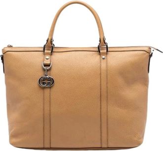 Gucci Pre-owned Tote Bags, female, Brown, Size: ONE SIZE Pre-owned Vintage Leather Tote Bag