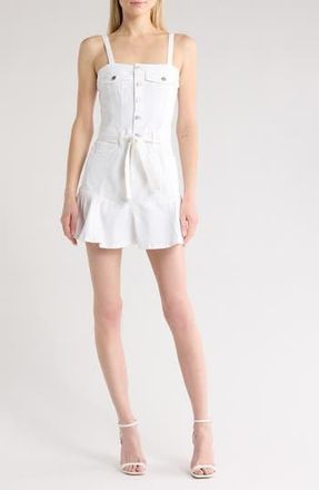 7 For All Mankind Flounce Hem Denim Minidress in White at Nordstrom Rack, Size Medium