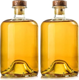 No Brand Paquete De 2 Botellas De Vidrio De 750 Ml Con Tap&oacute;n De Madera, Botellas Transparentes Para Vino Espumoso, K&eacute;fir, Almacenamiento De Alimentos, A Prueba