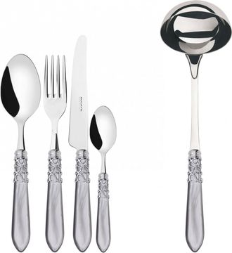 Bugatti Melodia Ghiera Cromata, Posate Set 49 Pz, Scatola Legno Weng&egrave;, Casa Bugatti - Colore: Grigio