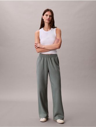 Calvin Klein Jeans Calvin Klein Womens Monologo Fleece Wide Leg Sweatpants - Green - S