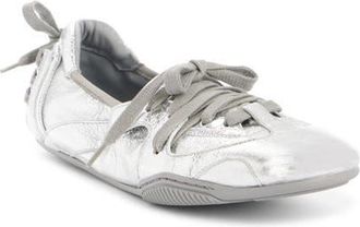 Acne Studios Bilaria Metallic Leather Low Top Sneaker in Silver/Grey at Nordstrom, Size 10Us