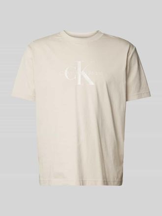 Calvin Klein Jeans T-Shirt mit Label-Print in Offwhite, Größe XL