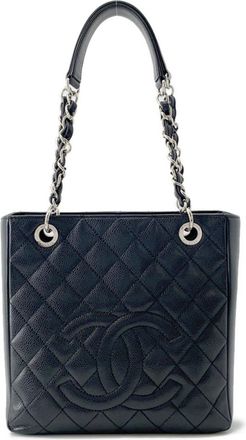 Chanel Black Grained Calfskin Shoulder Bag Tote Bag (Pre-Owned)