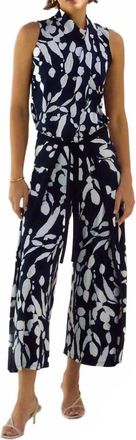 Joseph Ribkoff Knit Abstract Print Sleeveless Top In Navy/white