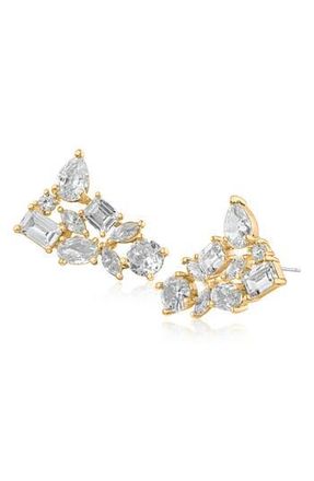 Kenneth Jay Lane Mixed Cubic Zirconia Cluster Stud Earrings in Gold at Nordstrom Rack
