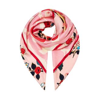 Camilla Silk Scarves, female, Pink, ONE SIZE, Large Crystalled Silk Square Scarf