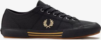Fred Perry Mens Fred Perry B708 Vintage Tennis Canvas Mens Black/Champagne Trainers - Size: 11