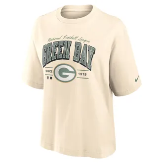 Nike Green Bay Packers Vintage Mod Boxy Nike Womens NFL T-Shirt in White | 01CM15A7T-U9E