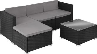 TecTake Conjunto de ratán, negro