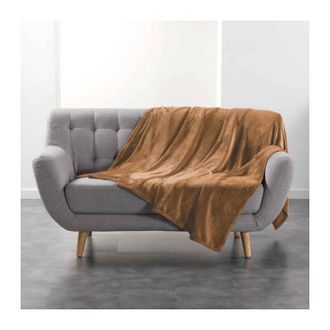 OEM Plaid Uni En Flanelle flanou 180x200cm Camel